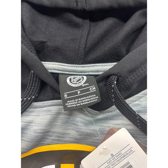 Boston Bruins NHL Hockey Performance Hoodie Athletic Gray Heather Black Size S - Picture 4 of 5
